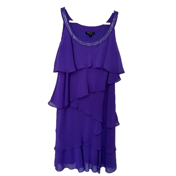 S.L. Fashions Dresses & Skirts - S. L. Fashions Embellished Sleeveless Tiered Dress